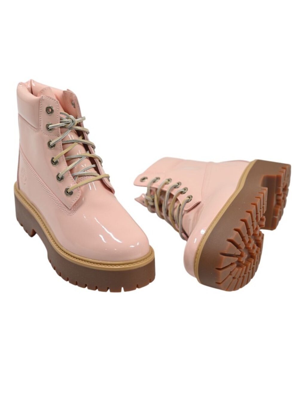 Timberland Stone Street 6 In Lace Waterproof Boot in Light Pink Patent Leather